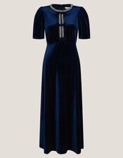 Celeste Embellished Bow Velvet Midi Dress, Blue (NAVY), large