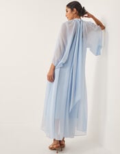 Amelie Cape Sleeve Chiffon Maxi Dress, Blue (PALE BLUE), large