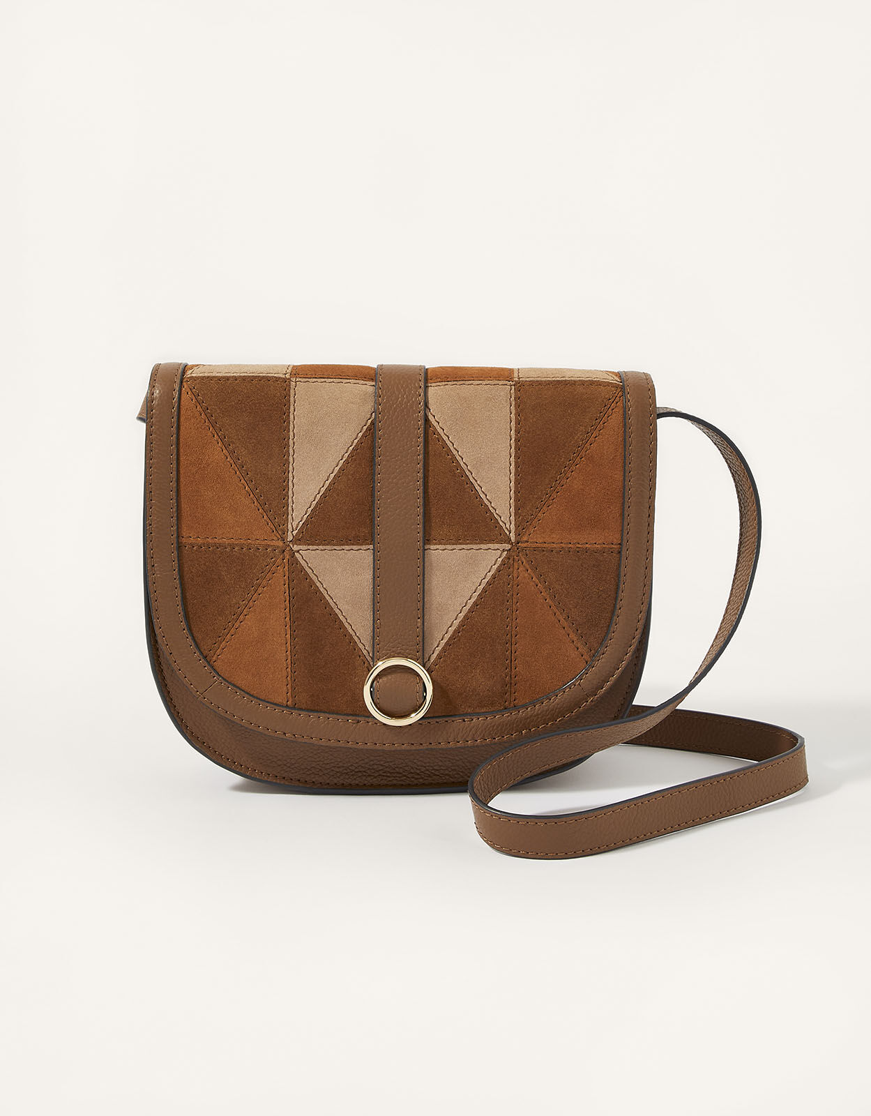 Patchwork Leather Saddle Bag