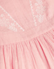 Floral Embroidered Short Sleeve Dress, Pink (PINK), large