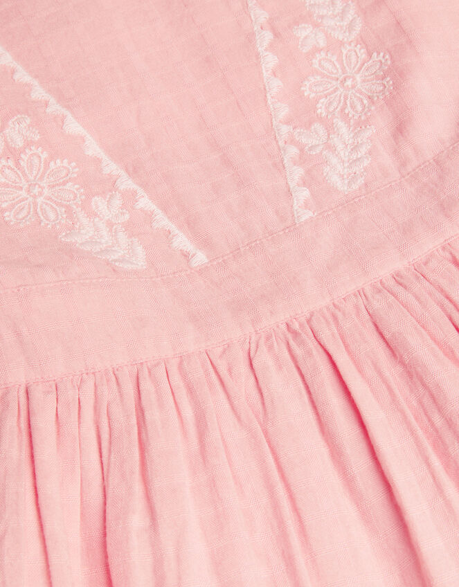 Floral Embroidered Short Sleeve Dress, Pink (PINK), large