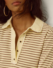 Stacy Stripe Jersey Polo Top, Cream (CREAM), large