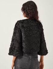 Tia Tie-Front Textured Jacket, Black (BLACK), large