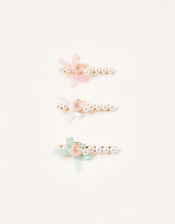 Flower Bow Pearl Clips, , large
