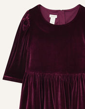 Tiered Velvet Dress, Red (BURGUNDY), large