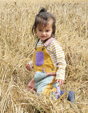 Dotty Dungarees Corduroy Patchwork Dungarees, PASTEL MULTI, large