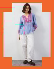 East Circe Paisley Embroidered Blouse, Blue (LIGHT BLUE), large