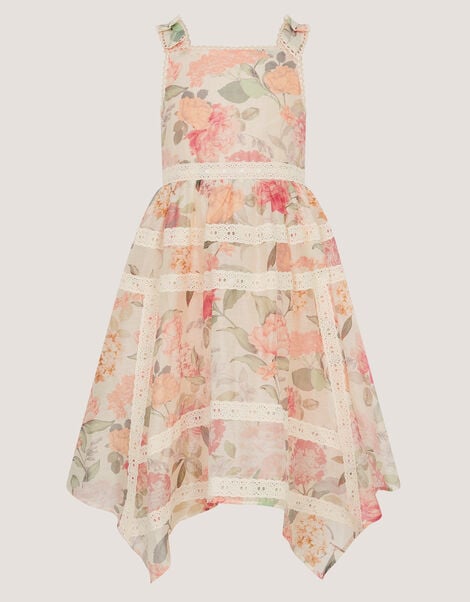 Kelis Floral Lace Hanky Hem Dress, Pink (PINK), large