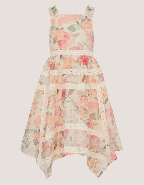 Kelis Floral Lace Hanky Hem Dress, Pink (PINK), large