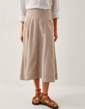 Harper Linen A-Line Midi Skirt, Natural (NATURAL), large