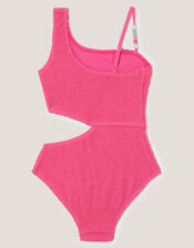 Asymmetrical Seersucker Swimsuit, Pink (PINK), large