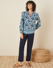ARTISAN STUDIO Woodblock Print Blouse, Ivory (IVORY), large