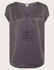 Wilde Sleeveless Satin Top, Gray (GREY), large