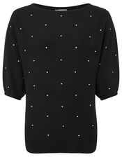 Pearl Knit Jumper with Sustainable Viscose, Black (BLACK), large
