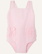 Baby Seersucker Ruffle Swimsuit, Pink (PINK), large