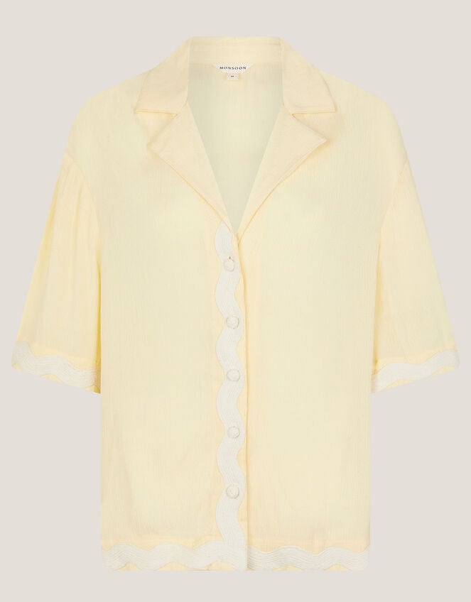 Sienna Ricrac Short Sleeve Shirt, Yellow (YELLOW), large
