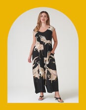 One Hundred Stars Stork Print Wide Leg Jumpsuit, , large