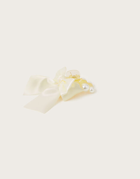 Bridesmaid Pearl Bow Claw Clip, , large