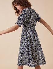 Ditsy Floral Print Dress in Organic Cotton, Blue (NAVY), large