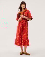 Libby Floral Jersey Midi Dress , Red (RED), large