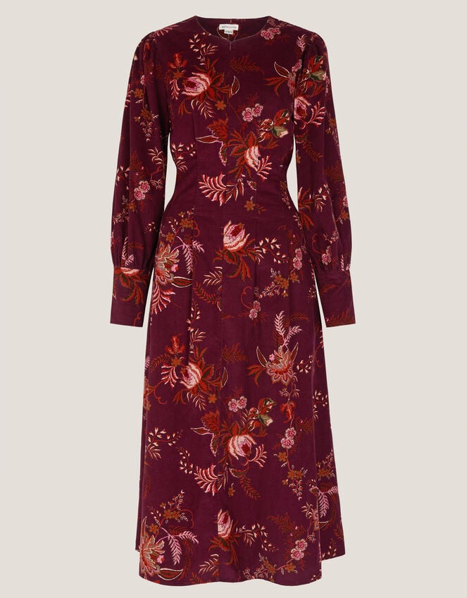 Yasmina Floral Fit & Flare Midi Dress, Red (CHERRY), large