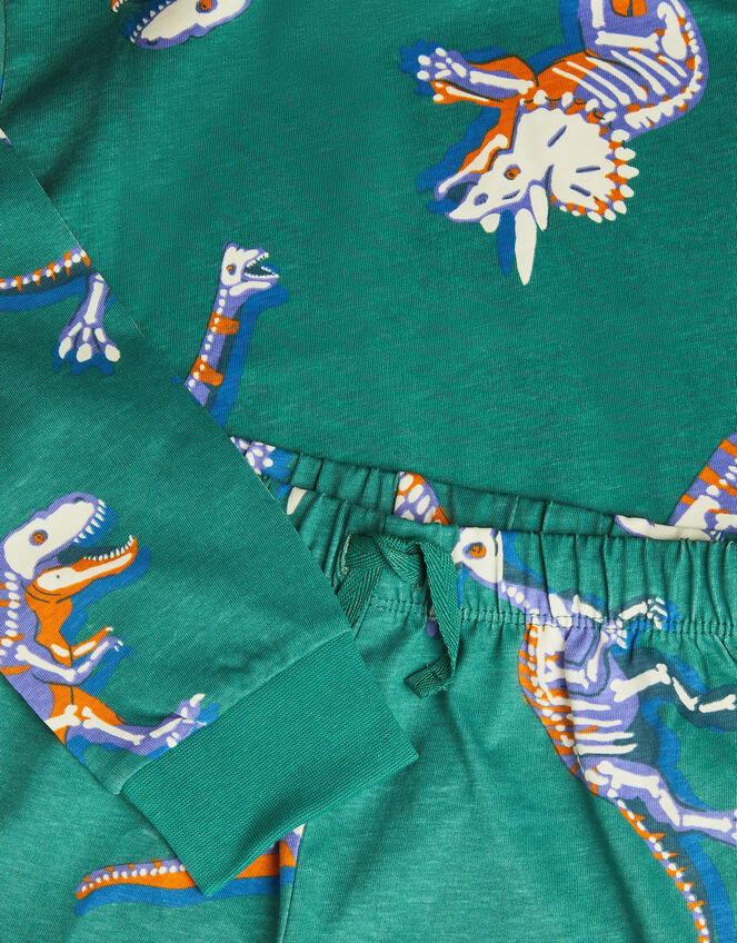 Glow in the Dark Dinosaur Jersey Pyjama Set  , Green (GREEN), large