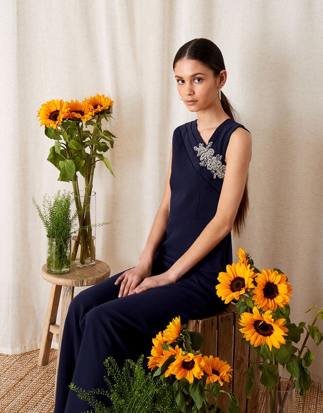 Maya Embellished Shoulder Maxi Dress, Blue (NAVY), large