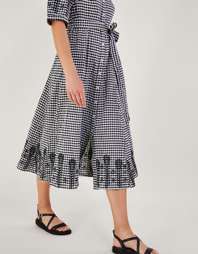 Gingham Shirt Dress, Black (BLACK), large