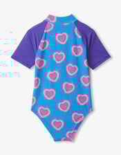 Hatley Heart Print Swimsuit, Blue (BLUE), large