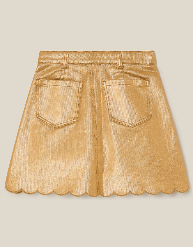 Jadine Scallop Metallic Skirt, Gold (GOLD), large