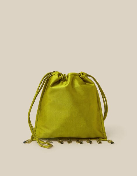 Efie Bead Trim Drawstring Bag, , large