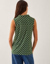 Daisey Geometric Sleeveless Top, Green (KHAKI), large