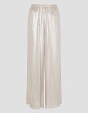 Lillie Metallic Wide Leg Trousers, Natural (CHAMPAGNE), large