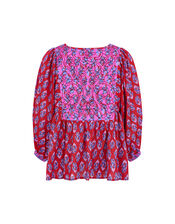 East Sasha Embroidered Print Top, Pink (PINK), large