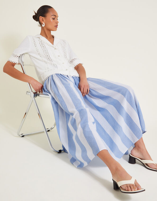 Celia Stripe Skirt, Blue (BLUE), large