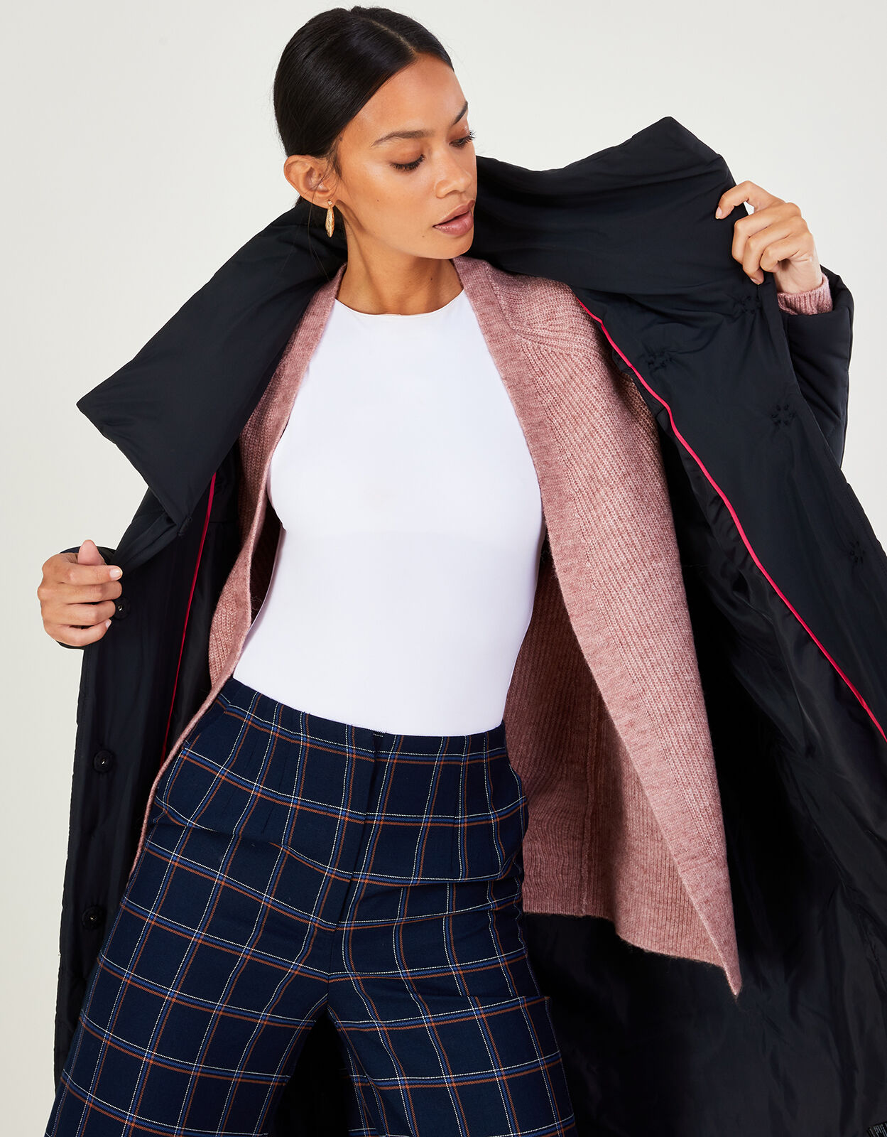 padded shawl collar coat