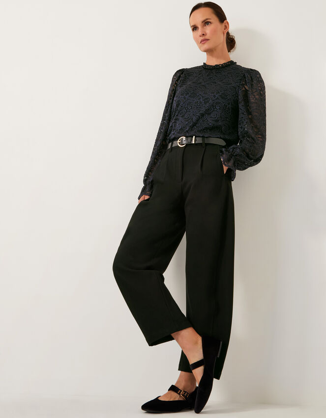 Larna Lace Long Sleeve Blouse, Blue (NAVY), large
