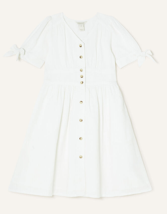 MINI ME Dolly Dobby Stripe Short Dress, White (WHITE), large