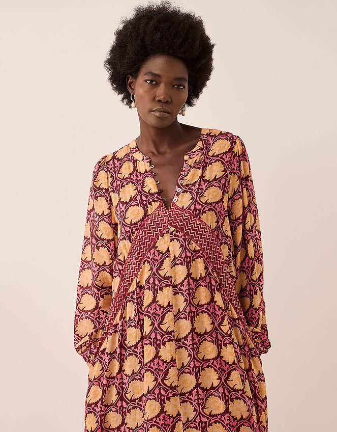 East Zinnia Floral Print Lightweight Dress, Red (BERRY), large