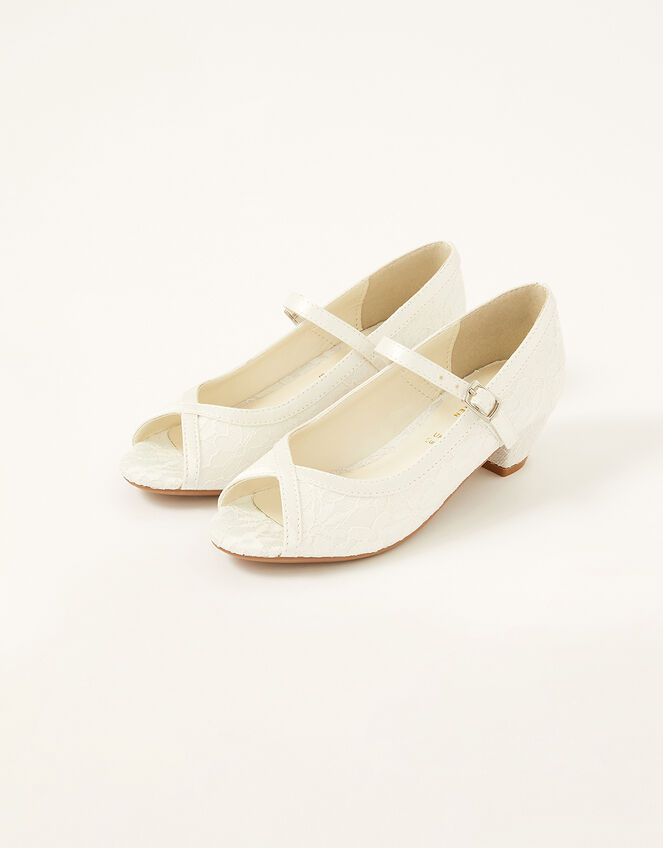 Peep Toe Lace Heels, Ivory (IVORY), large