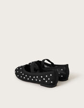 Diamante Mesh Ballet Flats, Black (BLACK), large