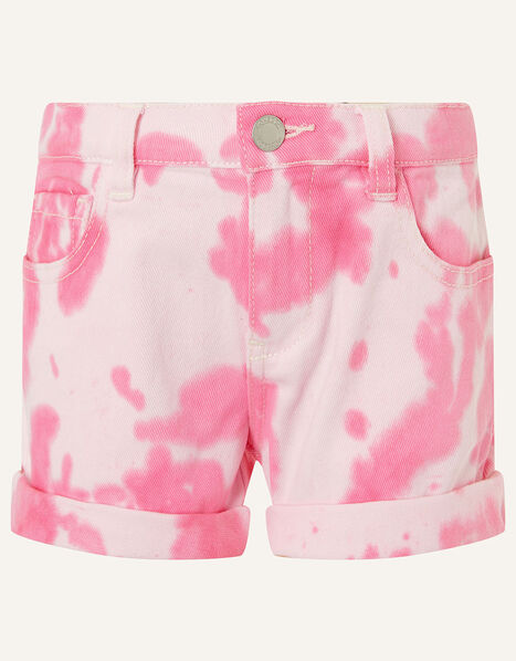 Tie-Dye Denim Shorts Pink, Pink (PINK), large