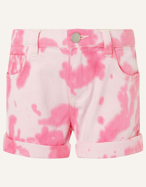 Tie-Dye Denim Shorts, Pink (PINK), large