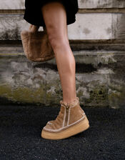 Laidback London Setsu Platform Suede Ankle Boots, Camel (BEIGE), large