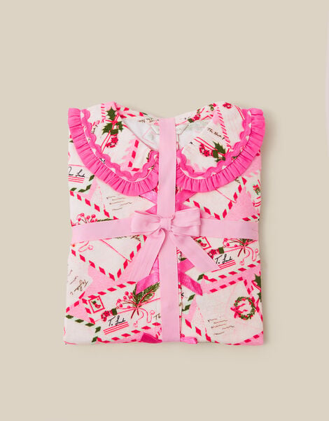 Christmas Letter Print Long Pyjamas Set, Pink (PINK), large