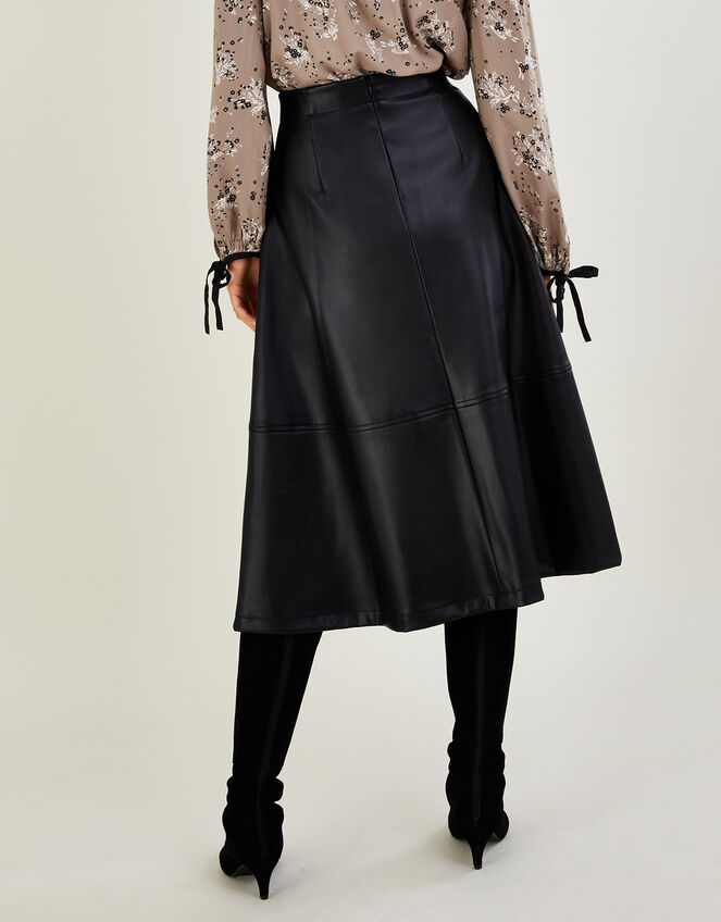 Savannah PU Midi Skirt, Black (BLACK), large