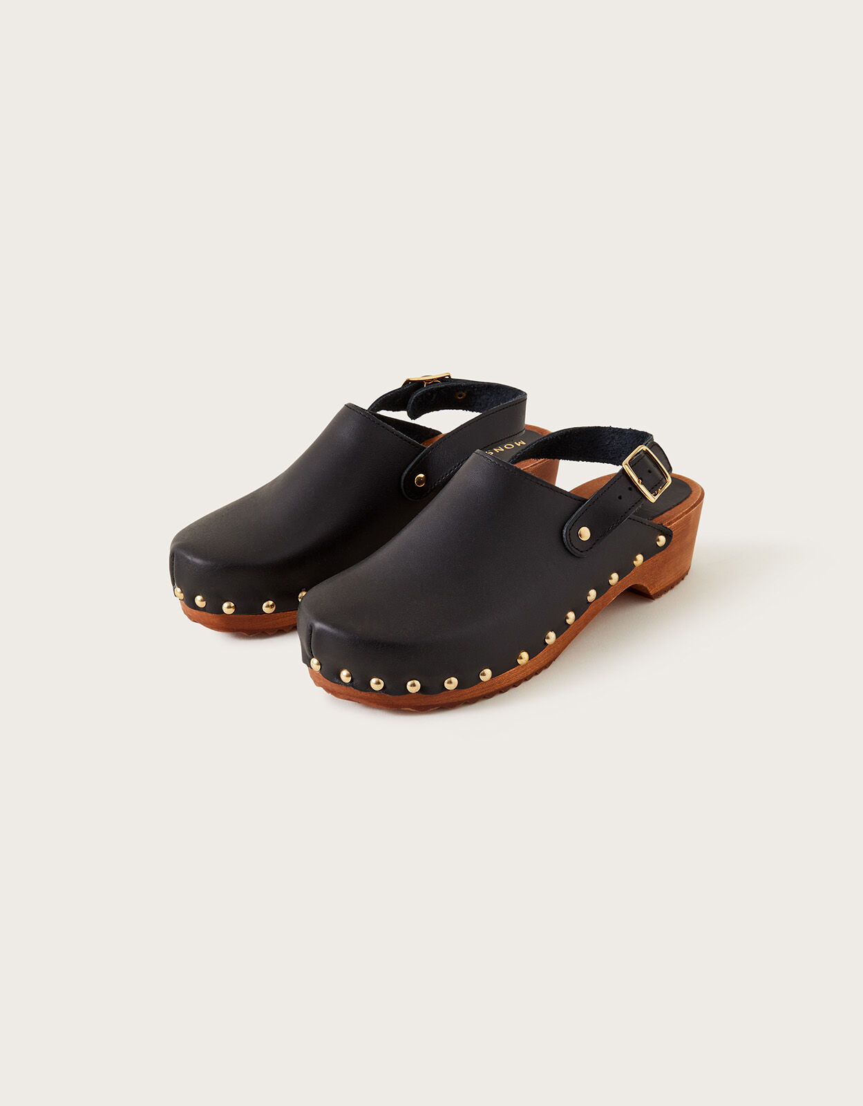 Leather Slingback Clogs Black | Women's 