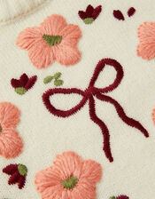 Floral Embroidered Sweater, Ivory (IVORY), large