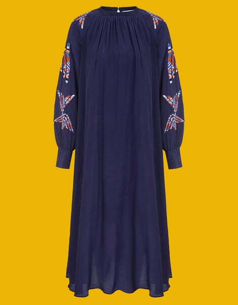 Tallulah and Hope Greta Embroidered Maxi Dress, Blue (NAVY), large