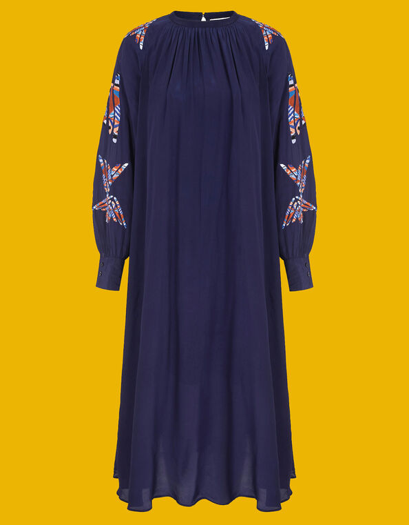 Tallulah and Hope Greta Embroidered Maxi Dress, Blue (NAVY), large